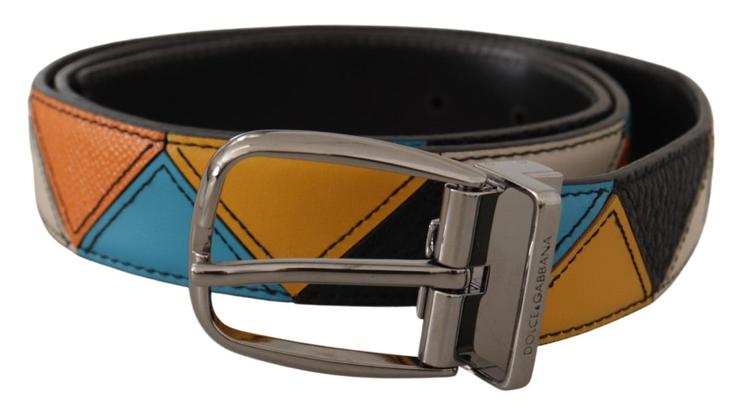  - Dolce & Gabbana Elegant Multicolor Leather Belt with Silver Buckle - BEL8438 - 90 - Ask Me Wear