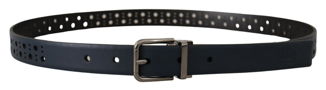  - Dolce & Gabbana Elegant Navy Blue Leather Belt - BEL8478 - 90 - Ask Me Wear