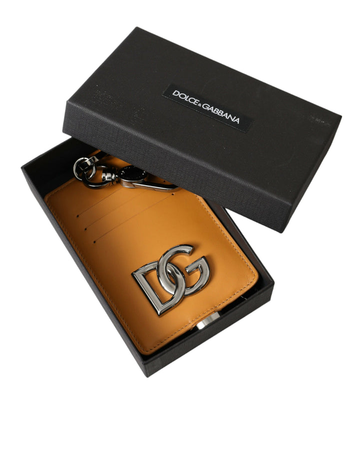  - Dolce & Gabbana Elegant Orange Calf Leather Card Holder - BAG1113 - Ask Me Wear