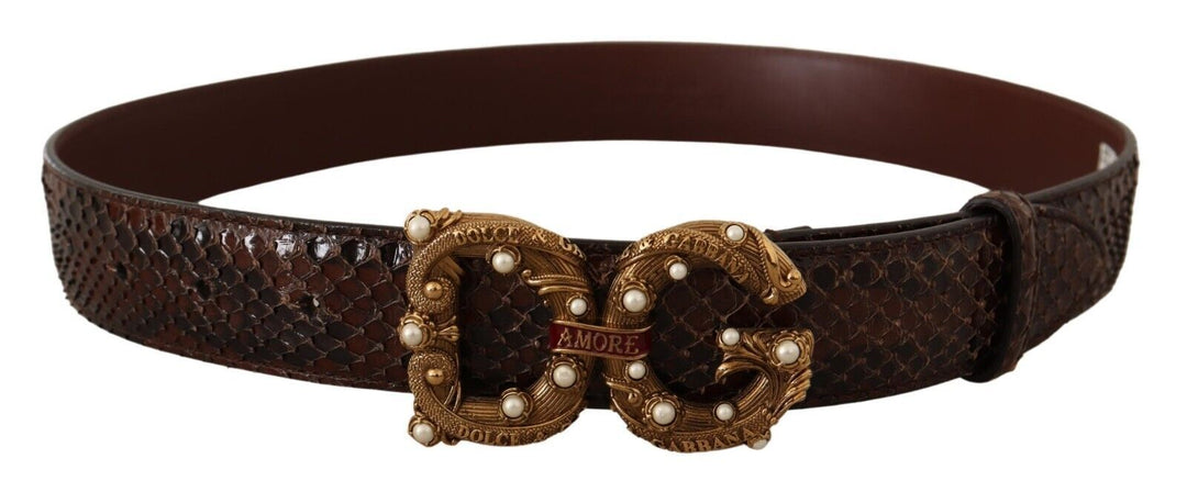  - Dolce & Gabbana Elegant Phyton Leather Pearl Buckle Belt - BEL8324 - 75 - Ask Me Wear