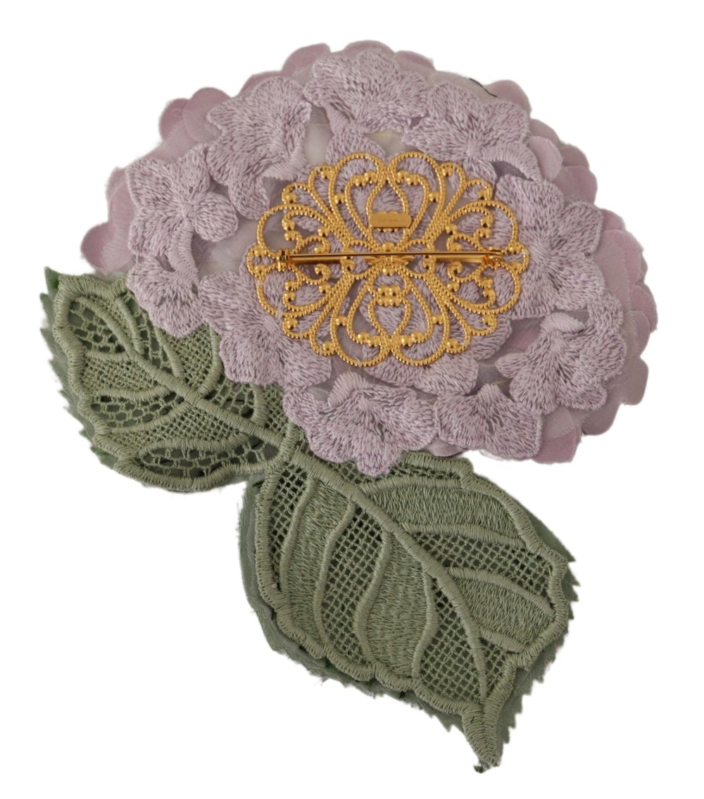  - Dolce & Gabbana Elegant Purple Floral Silk Blend Brooch - SMY101435 - Ask Me Wear