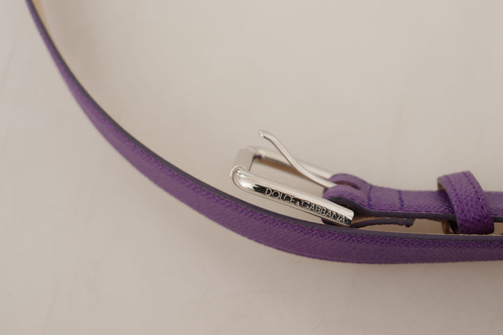  - Dolce & Gabbana Elegant Purple Leather Belt with Logo Buckle - BEL8670 - 75 - Ask Me Wear