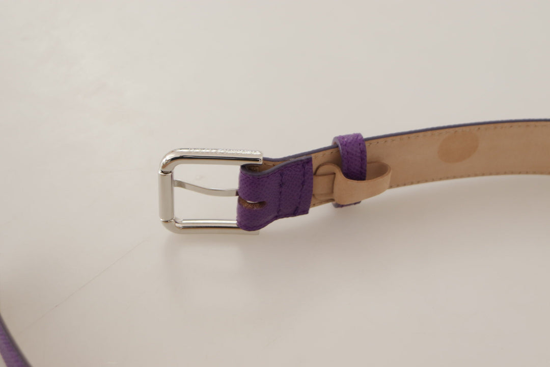  - Dolce & Gabbana Elegant Purple Leather Belt with Logo Buckle - BEL8670 - 75 - Ask Me Wear