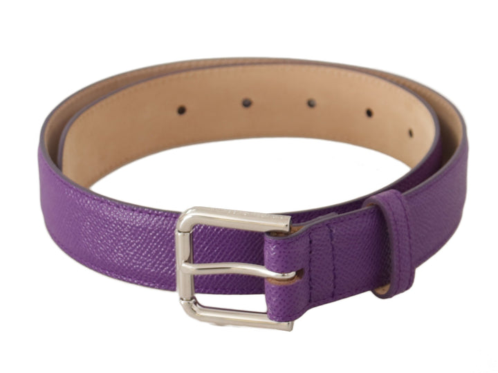  - Dolce & Gabbana Elegant Purple Leather Belt with Logo Buckle - BEL8670 - 75 - Ask Me Wear