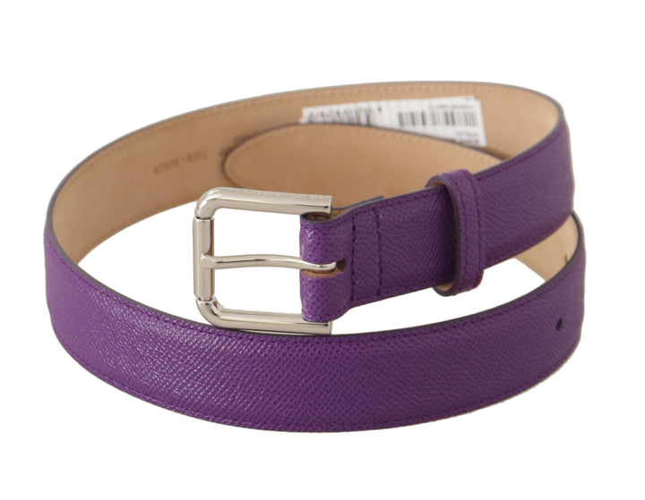  - Dolce & Gabbana Elegant Purple Leather Belt with Logo Buckle - BEL8670 - 75 - Ask Me Wear