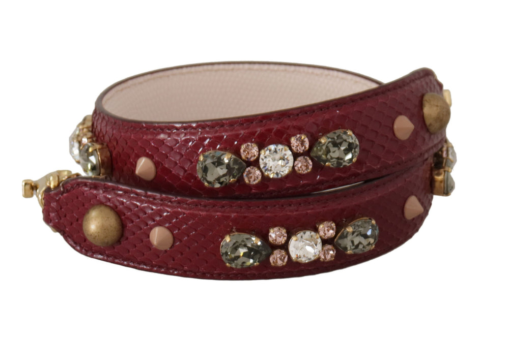  - Dolce & Gabbana Elegant Python Leather Bag Strap in Bordeaux - BEL8739 - Ask Me Wear