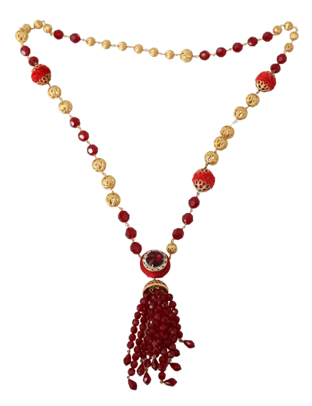  - Dolce & Gabbana Elegant Red Crystal Gold - Plated Necklace - SMY100547 - Ask Me Wear