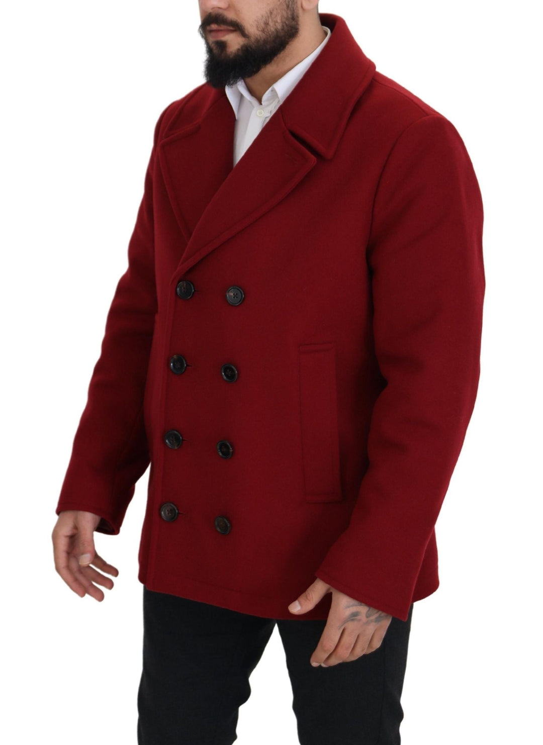  - Dolce & Gabbana Elegant Red Double Breasted Wool Jacket - JKT3348 - 52 - Ask Me Wear