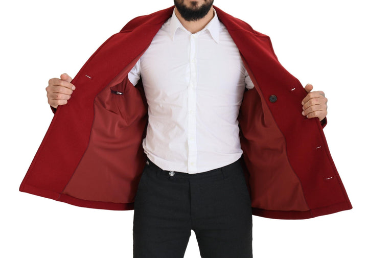  - Dolce & Gabbana Elegant Red Double Breasted Wool Jacket - JKT3348 - 52 - Ask Me Wear