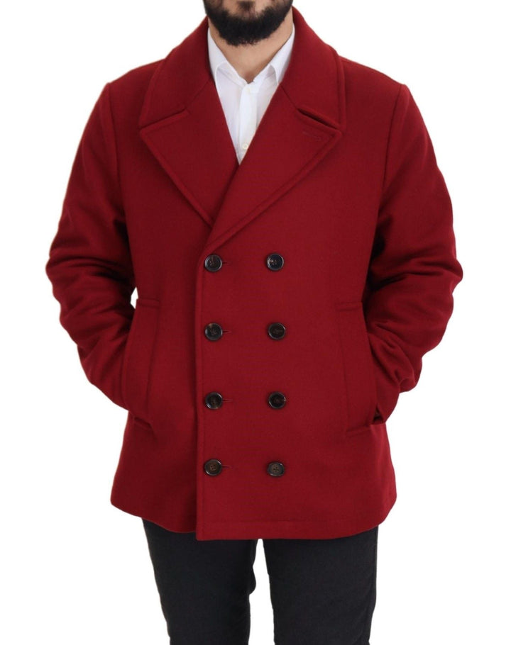  - Dolce & Gabbana Elegant Red Double Breasted Wool Jacket - JKT3348 - 52 - Ask Me Wear