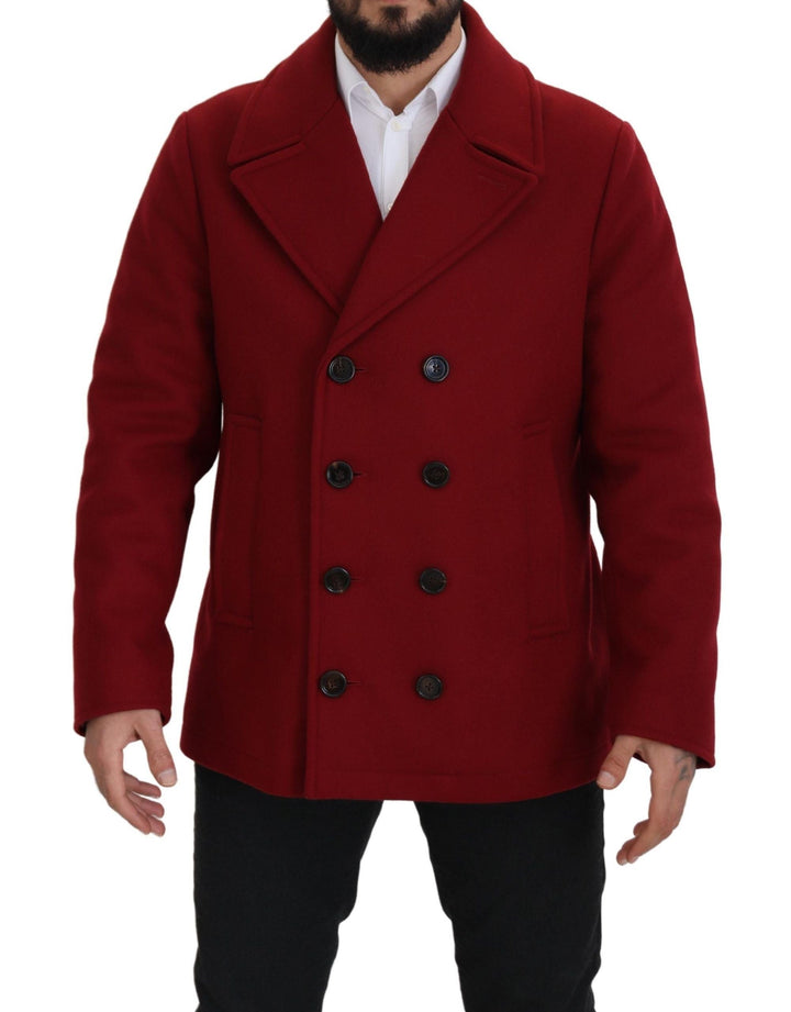  - Dolce & Gabbana Elegant Red Double Breasted Wool Jacket - JKT3348 - 52 - Ask Me Wear