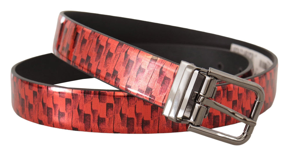  - Dolce & Gabbana Elegant Red Leather Belt with Silver Buckle - BEL8462 - 90 - Ask Me Wear