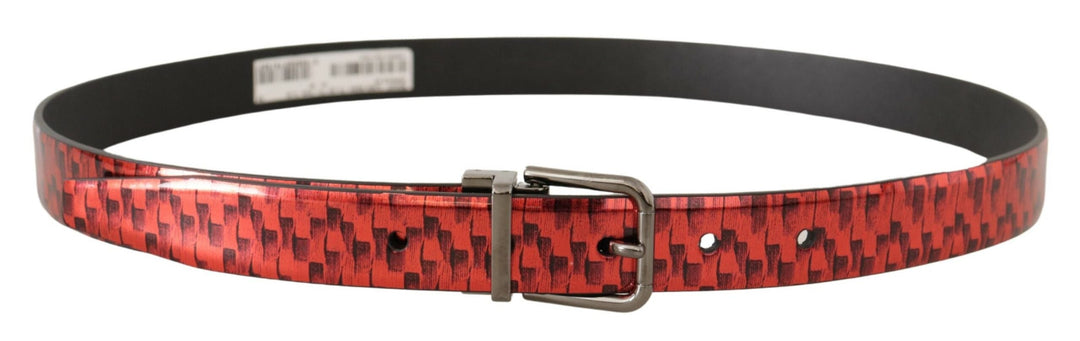  - Dolce & Gabbana Elegant Red Leather Belt with Silver Buckle - BEL8462 - 90 - Ask Me Wear