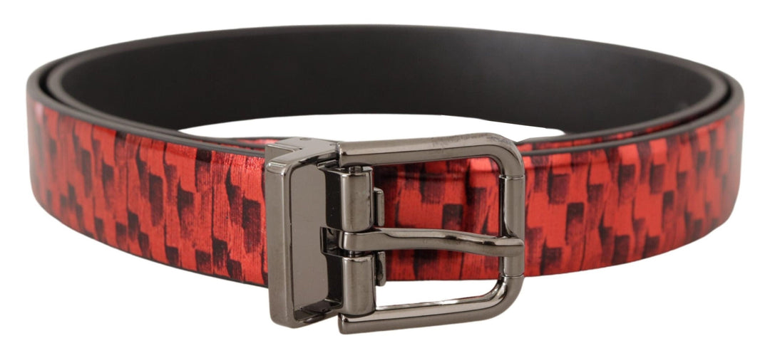  - Dolce & Gabbana Elegant Red Leather Belt with Silver Buckle - BEL8462 - 90 - Ask Me Wear