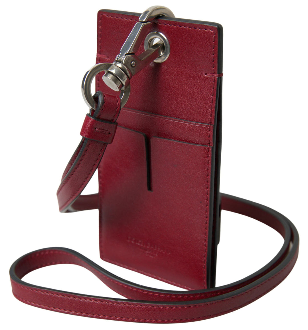  - Dolce & Gabbana Elegant Red Leather Cardholder with Lanyard - BAG1101 - Ask Me Wear