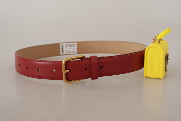  - Dolce & Gabbana Elegant Red Leather Engraved Buckle Belt - WMB184 - 75 - Ask Me Wear