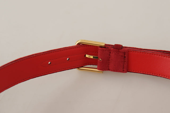  - Dolce & Gabbana Elegant Red Suede Designer Belt - BEL8660 - 85 - Ask Me Wear