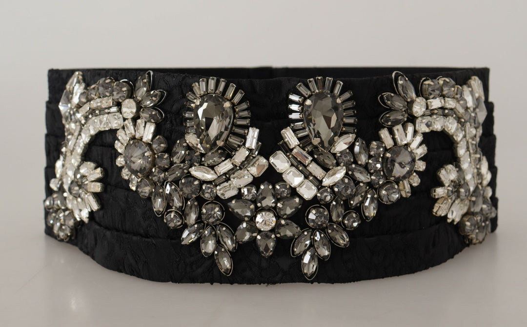  - Dolce & Gabbana Elegant Rhinestone - Embellished Silk Belt - BEL8394 - 42 - Ask Me Wear