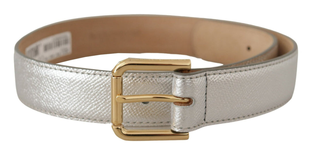  - Dolce & Gabbana Elegant Silver Leather Belt with Engraved Buckle - wmb167 - 65 - Ask Me Wear