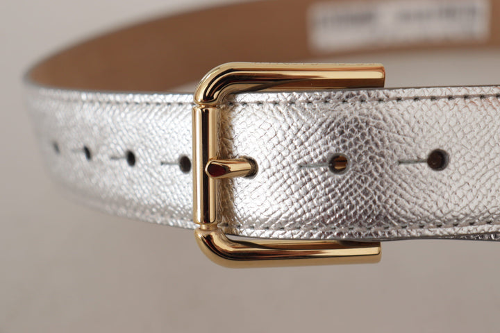  - Dolce & Gabbana Elegant Silver Leather Belt with Engraved Buckle - wmb167 - 65 - Ask Me Wear