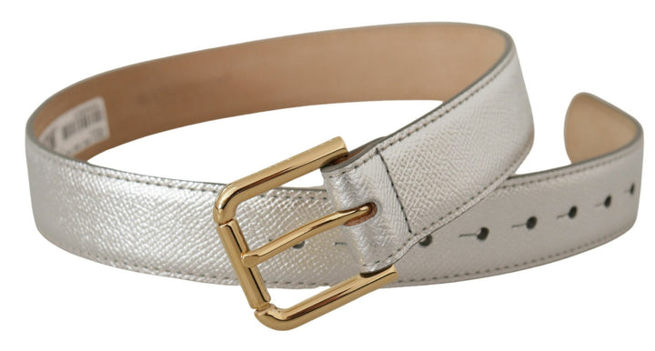  - Dolce & Gabbana Elegant Silver Leather Belt with Engraved Buckle - wmb167 - 65 - Ask Me Wear