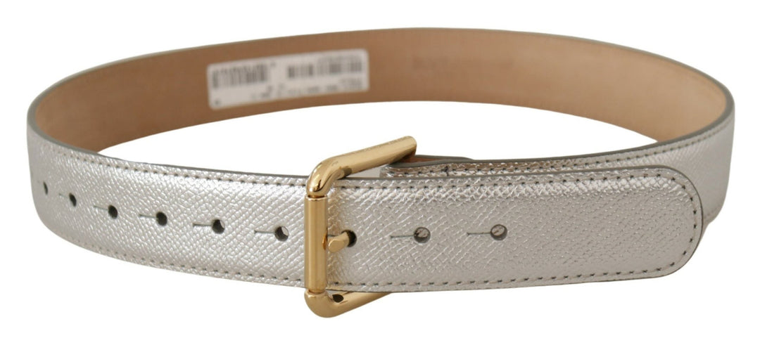  - Dolce & Gabbana Elegant Silver Leather Belt with Engraved Buckle - wmb167 - 65 - Ask Me Wear