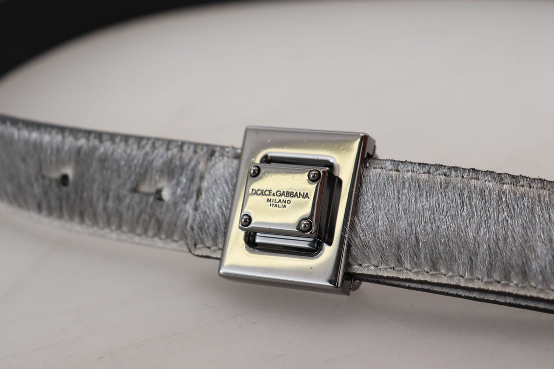  - Dolce & Gabbana Elegant Silver Leather Designer Belt - BEL8919 - 36 - Ask Me Wear