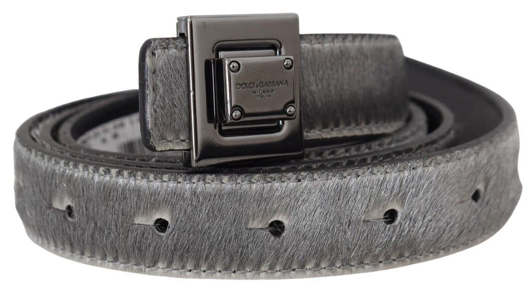  - Dolce & Gabbana Elegant Silver Leather Designer Belt - BEL8919 - 36 - Ask Me Wear