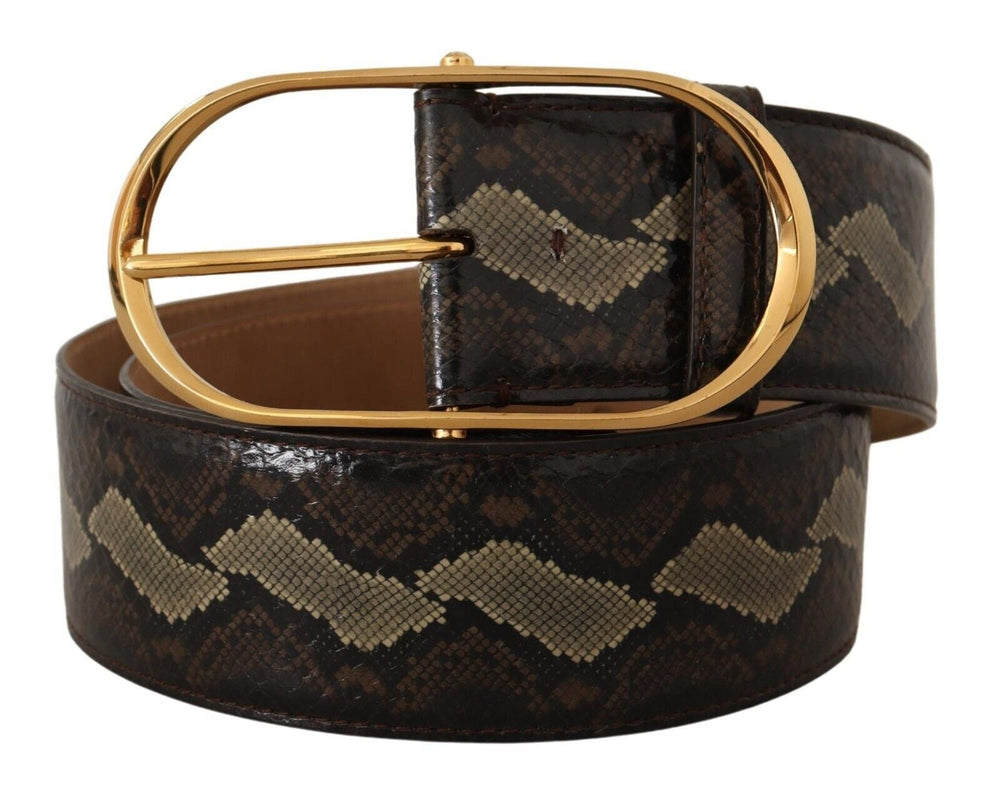  - Dolce & Gabbana Elegant Snakeskin Belt with Gold Oval Buckle - BEL8359 - 75 - Ask Me Wear