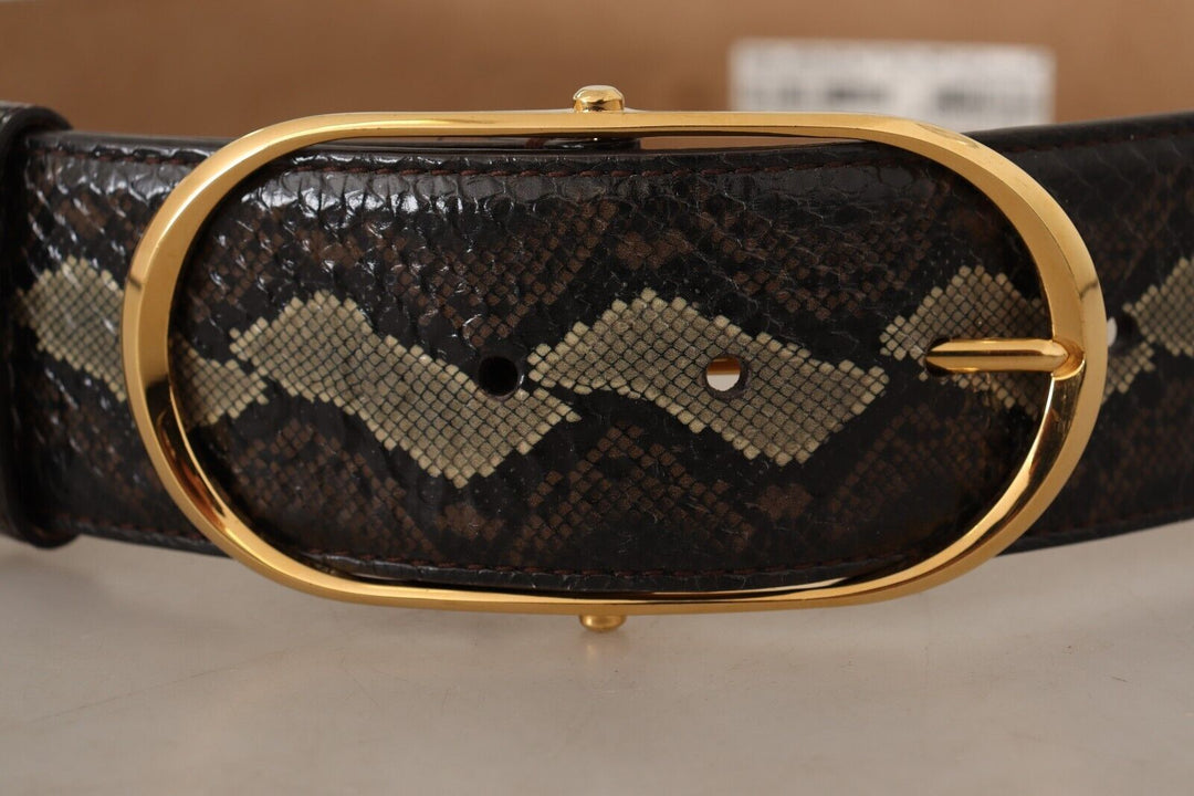  - Dolce & Gabbana Elegant Snakeskin Belt with Gold Oval Buckle - BEL8359 - 75 - Ask Me Wear