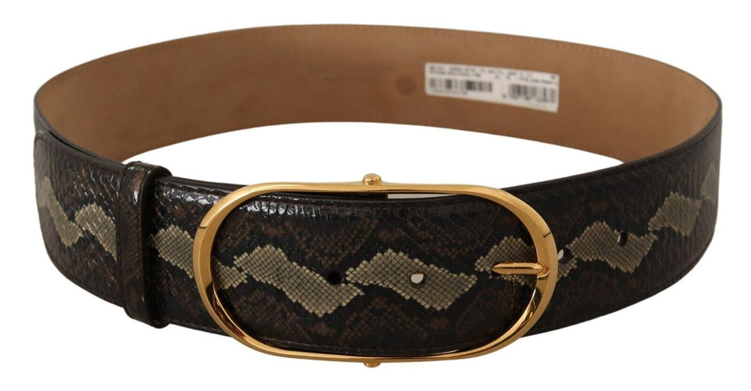  - Dolce & Gabbana Elegant Snakeskin Belt with Gold Oval Buckle - BEL8359 - 75 - Ask Me Wear