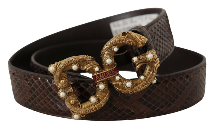  - Dolce & Gabbana Elegant Snakeskin Leather Belt - WMB173 - 70 - Ask Me Wear