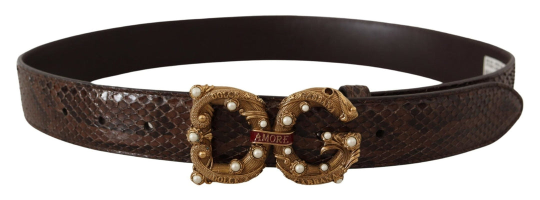  - Dolce & Gabbana Elegant Snakeskin Leather Belt - WMB173 - 70 - Ask Me Wear