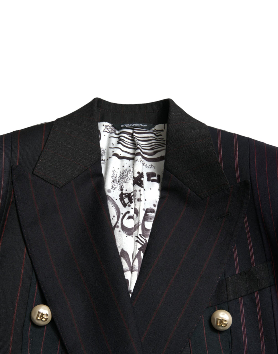  - Dolce & Gabbana Elegant Striped Double Breasted Wool Blazer - JKT3730 - 44 - Ask Me Wear