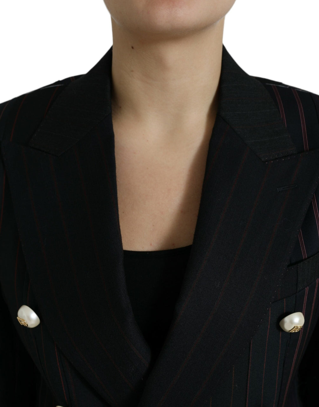  - Dolce & Gabbana Elegant Striped Double Breasted Wool Blazer - JKT3730 - 44 - Ask Me Wear