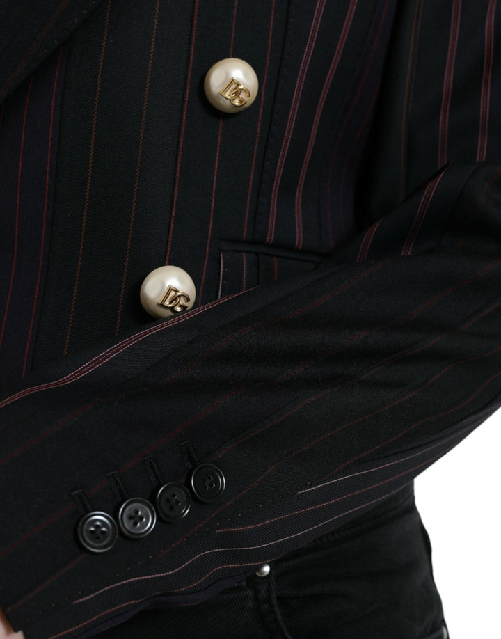  - Dolce & Gabbana Elegant Striped Double Breasted Wool Blazer - JKT3730 - 44 - Ask Me Wear