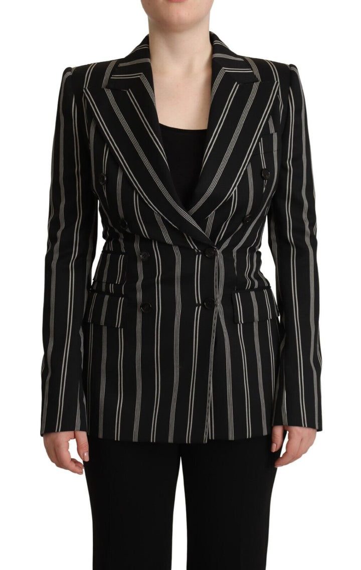  - Dolce & Gabbana Elegant Striped Wool Stretch Jacket - JKT3277 - 40 - Ask Me Wear