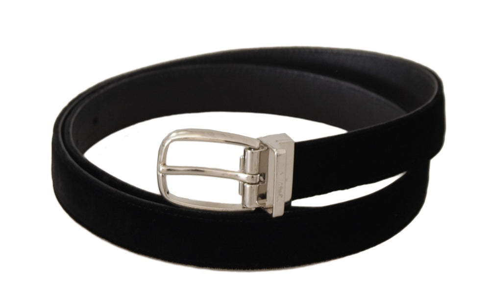  - Dolce & Gabbana Elegant Velvet Black Belt with Logo Buckle - BEL8625 - 80 - Ask Me Wear