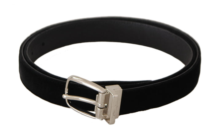  - Dolce & Gabbana Elegant Velvet Black Belt with Logo Buckle - BEL8625 - 80 - Ask Me Wear