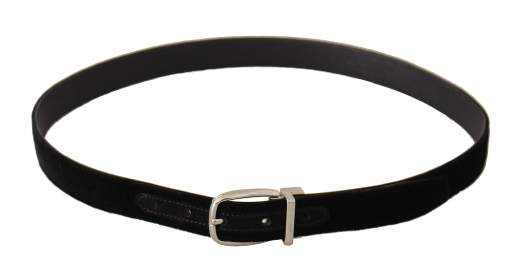  - Dolce & Gabbana Elegant Velvet Black Belt with Logo Buckle - BEL8625 - 80 - Ask Me Wear