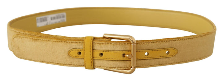  - Dolce & Gabbana Elegant Velvet Designer Gold - Buckled Belt - BEL8420 - 85 - Ask Me Wear