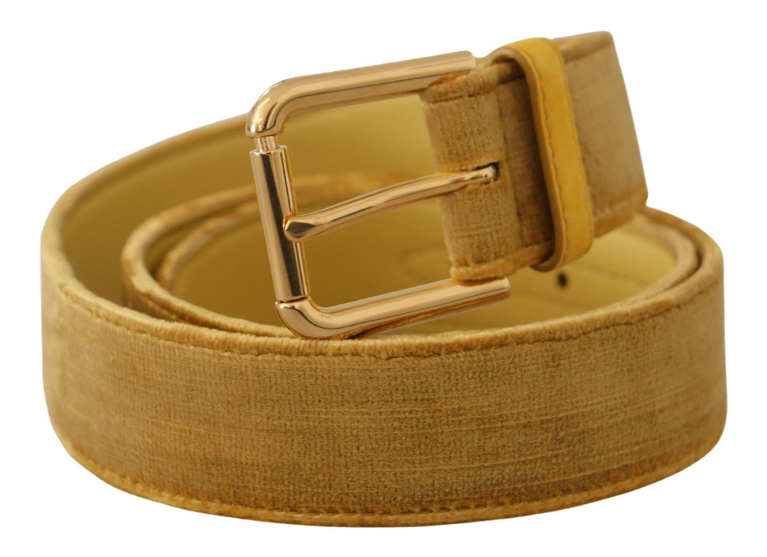  - Dolce & Gabbana Elegant Velvet Designer Gold - Buckled Belt - BEL8420 - 85 - Ask Me Wear