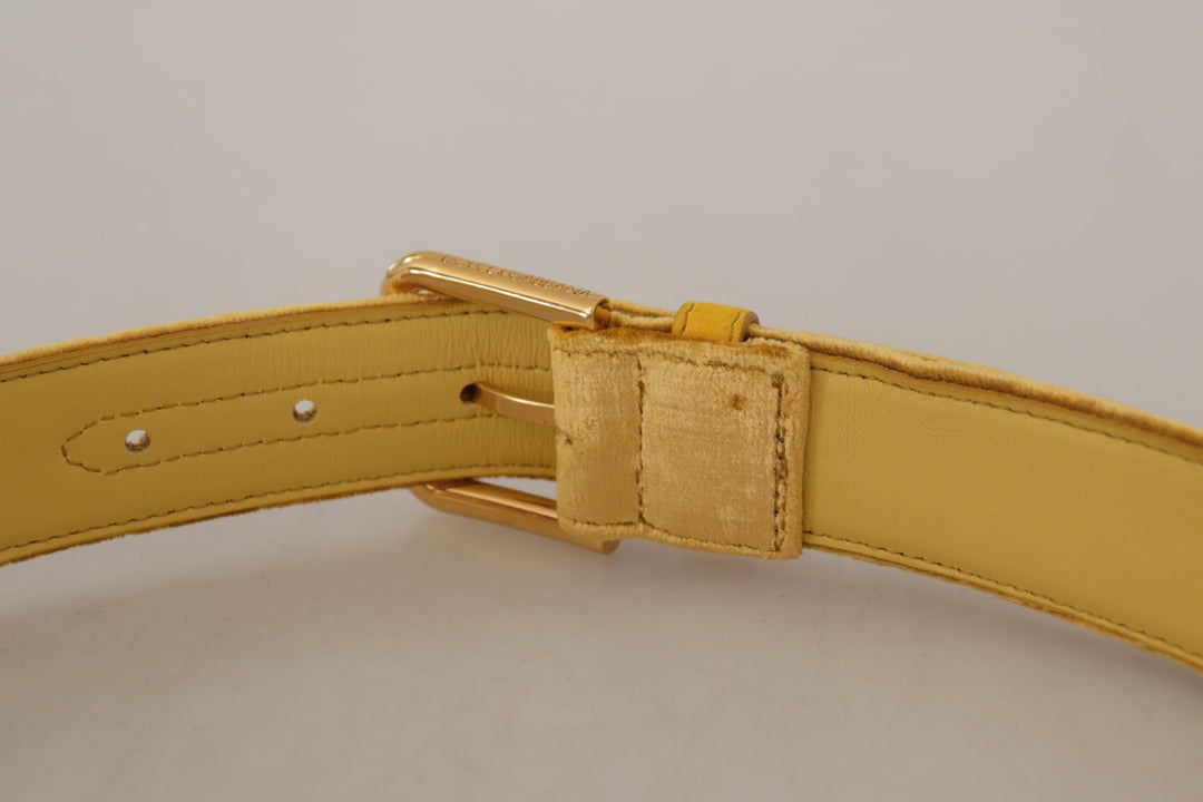  - Dolce & Gabbana Elegant Velvet Designer Gold - Buckled Belt - BEL8420 - 85 - Ask Me Wear