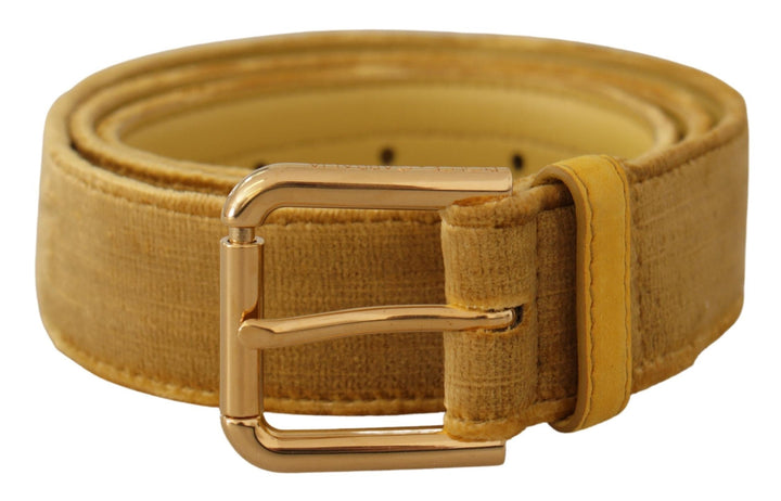  - Dolce & Gabbana Elegant Velvet Designer Gold - Buckled Belt - BEL8420 - 85 - Ask Me Wear