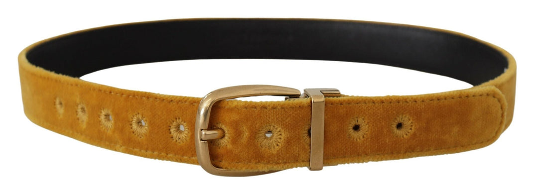  - Dolce & Gabbana Elegant Velvet Gold Buckle Women's Belt - BEL8413 - 65 - Ask Me Wear