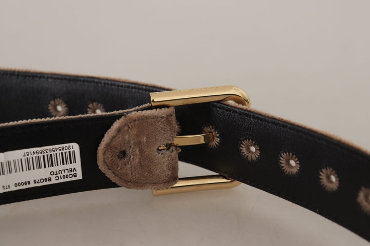  - Dolce & Gabbana Elegant Velvet Logo Buckle Belt - WMB162 - 65 - Ask Me Wear