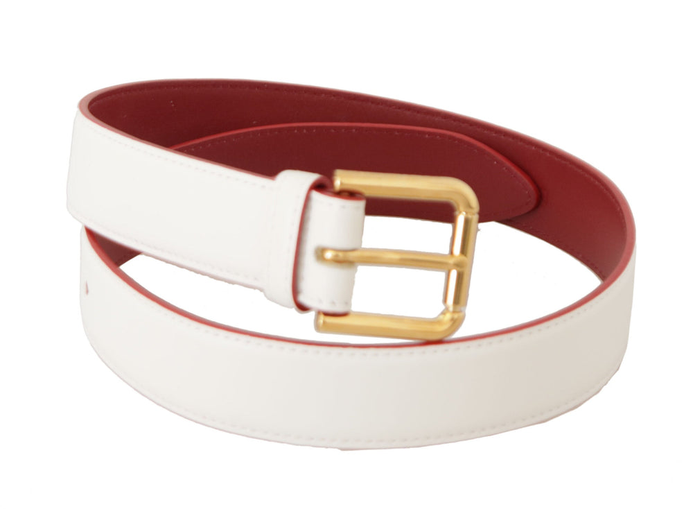  - Dolce & Gabbana Elegant White Leather Belt with Engraved Buckle - BEL8662 - 70 - Ask Me Wear