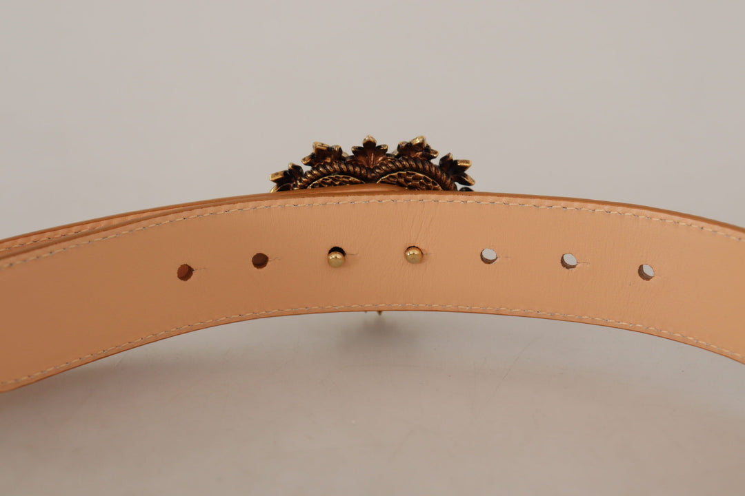  - Dolce & Gabbana Enchanting Nude Leather Belt with Engraved Buckle - WMB175 - 70 - Ask Me Wear