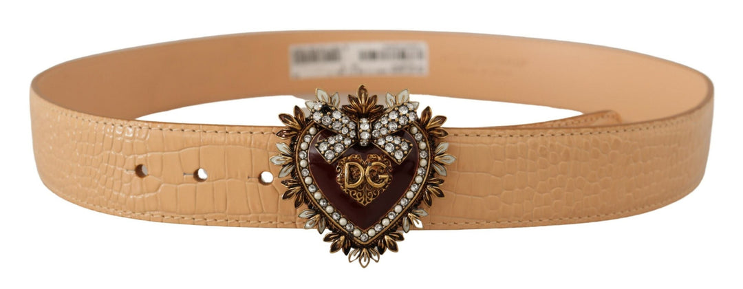  - Dolce & Gabbana Enchanting Nude Leather Belt with Engraved Buckle - WMB175 - 70 - Ask Me Wear