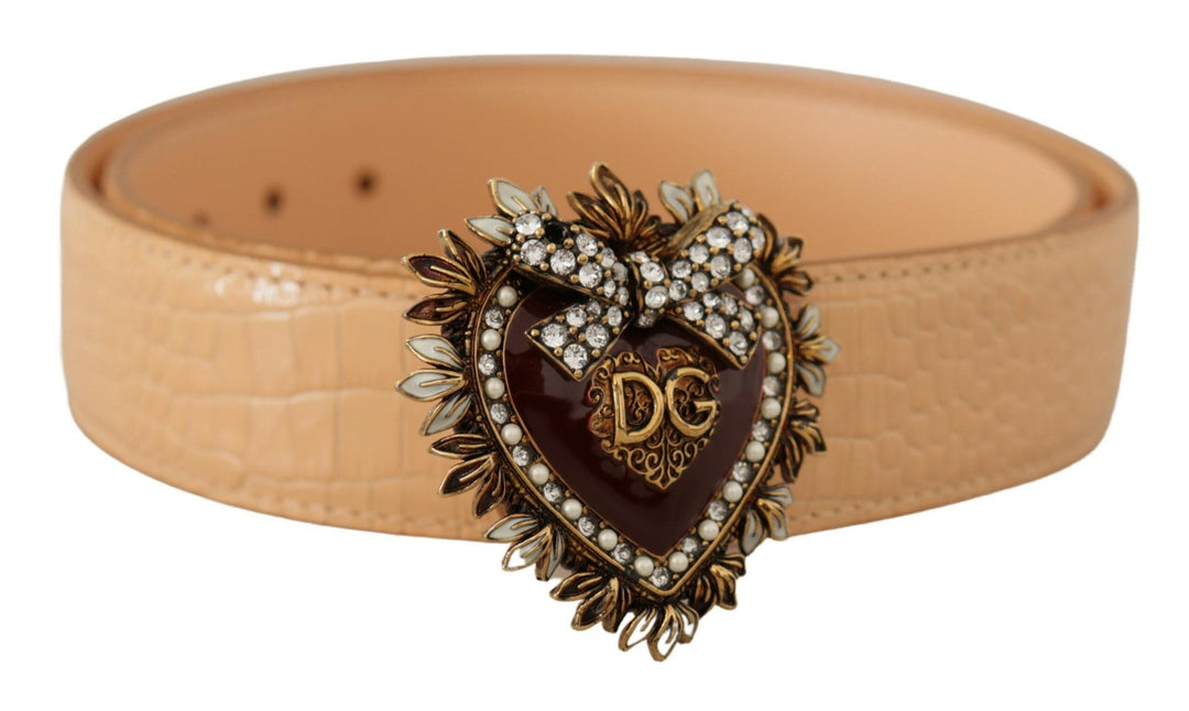  - Dolce & Gabbana Enchanting Nude Leather Belt with Engraved Buckle - WMB175 - 70 - Ask Me Wear